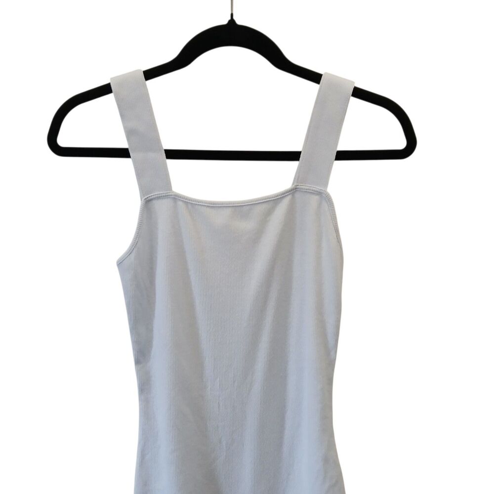 American Eagle Blue Bodysuit Womens Sz Medium Super Seamless Square Neck Ribbed - Picture 2 of 8